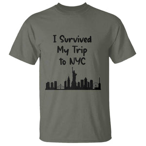 New York City Skyline Travel Tourist T Shirt I Survived My Trip To NYC