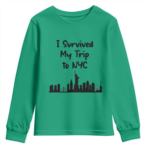 New York City Skyline Travel Tourist Youth Sweatshirt I Survived My Trip To NYC