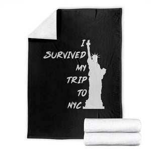 Funny New York City Travel Graphic Throw Blanket I Survived My Trip To NYC