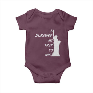 Funny New York City Travel Graphic Baby Onesie I Survived My Trip To NYC