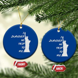 Funny New York City Travel Graphic Ceramic Ornament I Survived My Trip To NYC