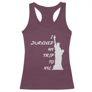 Funny New York City Travel Graphic Racerback Tank Top I Survived My Trip To NYC
