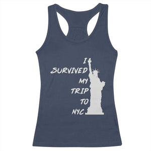 Funny New York City Travel Graphic Racerback Tank Top I Survived My Trip To NYC