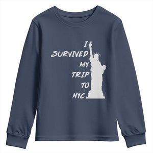 Funny New York City Travel Graphic Youth Sweatshirt I Survived My Trip To NYC