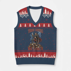 Funny Medieval Knight Worker Meme V-Neck Knit Sweater Vest Three Coffees No Lunch Valkyrie Coffee Lover