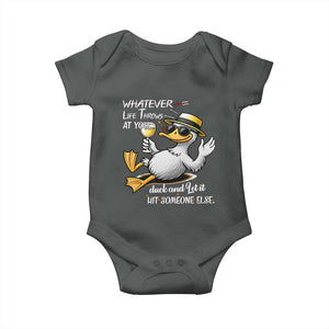 Whatever Life Throws At You Duck Baby Onesie Funny Sarcastic Quote TS12 Dark Heather Print Your Wear