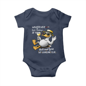 Whatever Life Throws At You Duck Baby Onesie Funny Sarcastic Quote TS12 Navy Print Your Wear