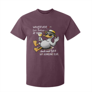 Whatever Life Throws At You Duck T Shirt For Kid Funny Sarcastic Quote TS12 Maroon Print Your Wear