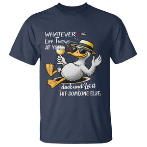 Whatever Life Throws At You Duck T Shirt Funny Sarcastic Quote TS12 Navy Print Your Wear