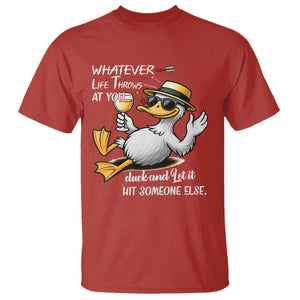 Whatever Life Throws At You Duck T Shirt Funny Sarcastic Quote TS12 Red Print Your Wear