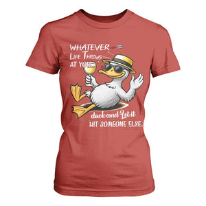 Whatever Life Throws At You Duck T Shirt For Women Funny Sarcastic Quote TS12 Red Print Your Wear
