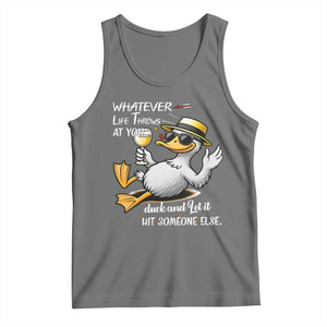 Whatever Life Throws At You Duck Tank Top Funny Sarcastic Quote TS12 Black Heather Print Your Wear