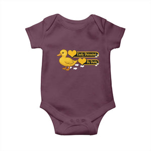 Funny Duck Lover Gift Baby Onesie Easily Distracted By Ducks TS12 Maroon Print Your Wear