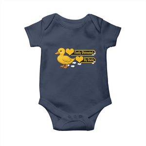 Funny Duck Lover Gift Baby Onesie Easily Distracted By Ducks TS12 Navy Print Your Wear