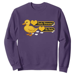 Funny Duck Lover Gift Sweatshirt Easily Distracted By Ducks TS12 Purple Print Your Wear