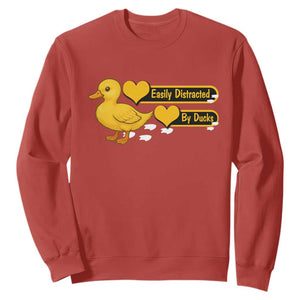 Funny Duck Lover Gift Sweatshirt Easily Distracted By Ducks TS12 Red Print Your Wear