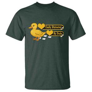 Funny Duck Lover Gift T Shirt Easily Distracted By Ducks TS12 Dark Forest Green Print Your Wear