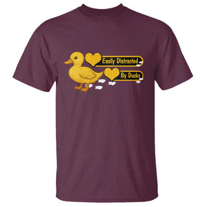 Funny Duck Lover Gift T Shirt Easily Distracted By Ducks TS12 Maroon Print Your Wear