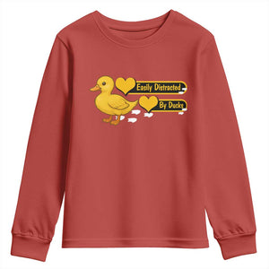Funny Duck Lover Gift Youth Sweatshirt Easily Distracted By Ducks TS12 Red Print Your Wear