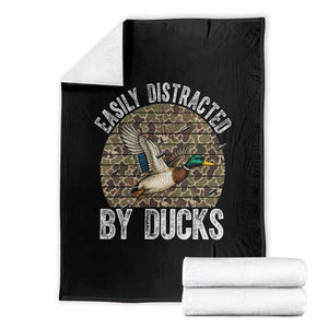 Duck Hunting Gift Throw Blanket Easily Distracted By Ducks TS12 Black Print Your Wear