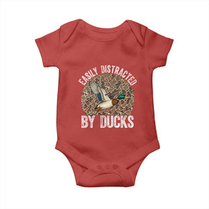Duck Hunting Gift Baby Onesie Easily Distracted By Ducks TS12 Red Print Your Wear
