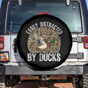 Duck Hunting Gift Spare Tire Cover Easily Distracted By Ducks TS12 No hole Black Print Your Wear