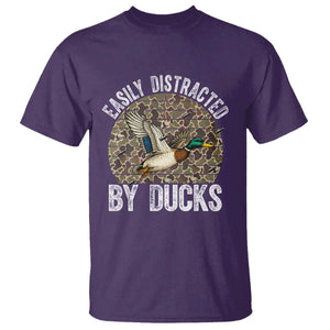 Duck Hunting Gift T Shirt Easily Distracted By Ducks TS12 Purple Print Your Wear