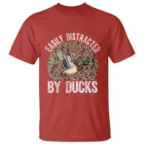 Duck Hunting Gift T Shirt Easily Distracted By Ducks TS12 Red Print Your Wear