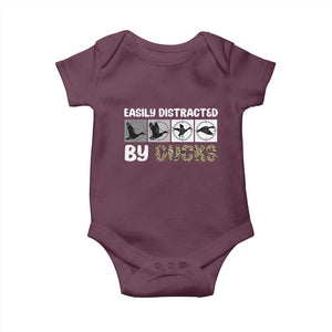 Funny Hunting Gift Baby Onesie Easily Distracted By Ducks Outdoor Lover TS12 Maroon Print Your Wear