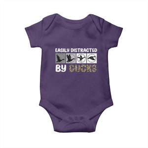 Funny Hunting Gift Baby Onesie Easily Distracted By Ducks Outdoor Lover TS12 Purple Print Your Wear