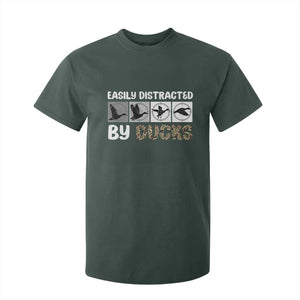 Funny Hunting Gift T Shirt For Kid Easily Distracted By Ducks Outdoor Lover TS12 Dark Forest Green Print Your Wear