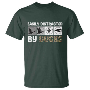 Funny Hunting Gift T Shirt Easily Distracted By Ducks Outdoor Lover TS12 Dark Forest Green Print Your Wear