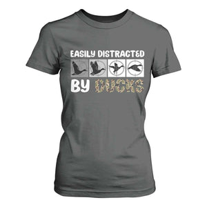 Funny Hunting Gift T Shirt For Women Easily Distracted By Ducks Outdoor Lover TS12 Dark Heather Print Your Wear
