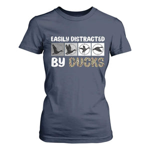 Funny Hunting Gift T Shirt For Women Easily Distracted By Ducks Outdoor Lover TS12 Navy Print Your Wear