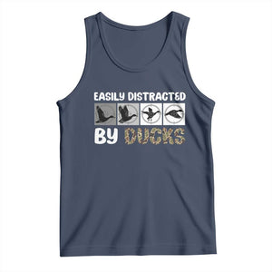 Funny Hunting Gift Tank Top Easily Distracted By Ducks Outdoor Lover TS12 Navy Print Your Wear