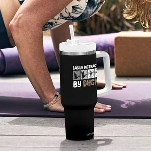 Funny Hunting Gift Tumbler With Handle Easily Distracted By Ducks Outdoor Lover TS12 Print Your Wear