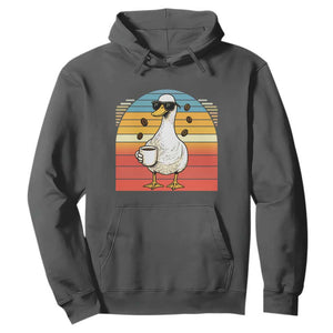 Funny Duck Drinking Hoodie Coffee Lover Gift TS12 Dark Heather Print Your Wear