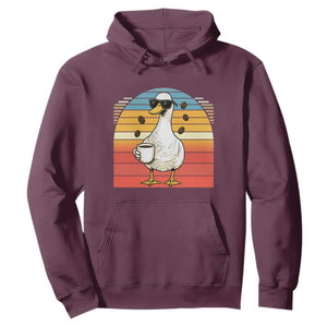 Funny Duck Drinking Hoodie Coffee Lover Gift TS12 Maroon Print Your Wear