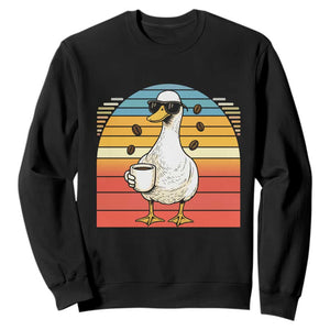 Funny Duck Drinking Sweatshirt Coffee Lover Gift TS12 Black Print Your Wear