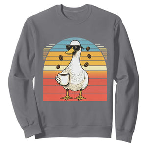 Funny Duck Drinking Sweatshirt Coffee Lover Gift TS12 Charcoal Print Your Wear