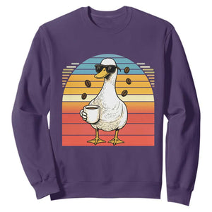Funny Duck Drinking Sweatshirt Coffee Lover Gift TS12 Purple Print Your Wear