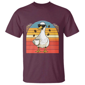 Funny Duck Drinking T Shirt Coffee Lover Gift TS12 Maroon Print Your Wear