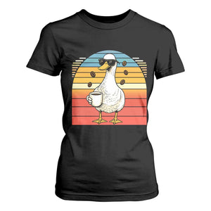 Funny Duck Drinking T Shirt For Women Coffee Lover Gift TS12 Black Print Your Wear