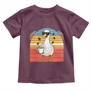 Funny Duck Drinking Toddler T Shirt Coffee Lover Gift TS12 Maroon Print Your Wear