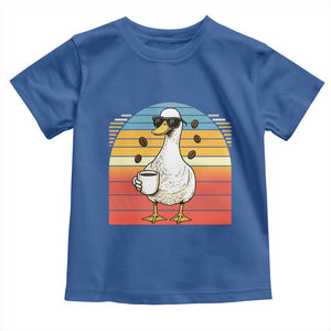 Funny Duck Drinking Toddler T Shirt Coffee Lover Gift TS12 Royal Blue Print Your Wear