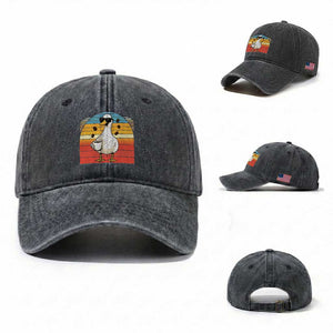 Funny Duck Drinking Washed Cotton Baseball Cap Coffee Lover Gift TS12 Washed Cap Universal Fit Dark Gray Print Your Wear