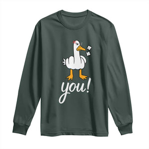 Funny Sarcastic Duck You Long Sleeve Shirt Farm Animal Gift TS12 Dark Forest Green Print Your Wear