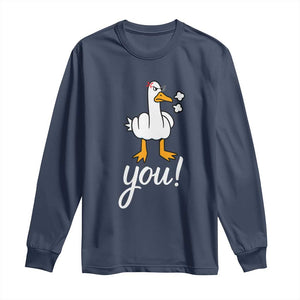 Funny Sarcastic Duck You Long Sleeve Shirt Farm Animal Gift TS12 Navy Print Your Wear