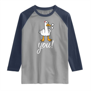 Funny Sarcastic Duck You Raglan Shirt Farm Animal Gift TS12 Sport Gray Navy Print Your Wear