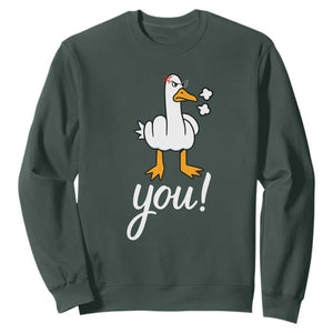 Funny Sarcastic Duck You Sweatshirt Farm Animal Gift TS12 Dark Forest Green Print Your Wear